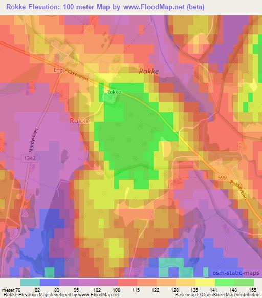 Rokke,Norway Elevation Map