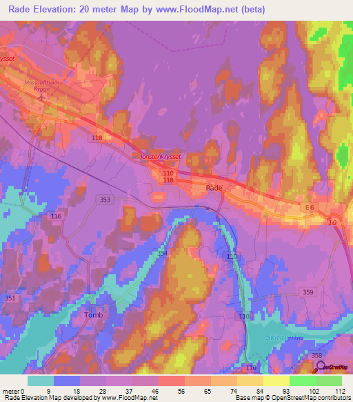 Rade,Norway Elevation Map