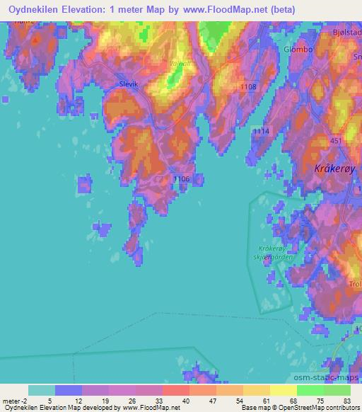 Oydnekilen,Norway Elevation Map