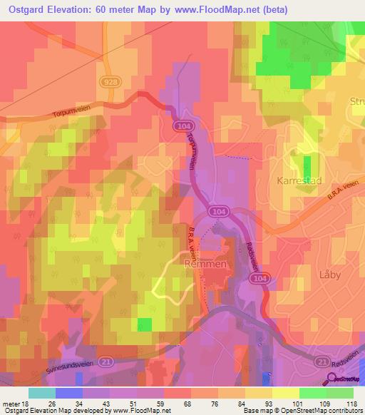 Ostgard,Norway Elevation Map