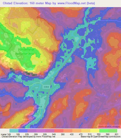 Elevation of Olstad,Norway Elevation Map, Topography, Contour