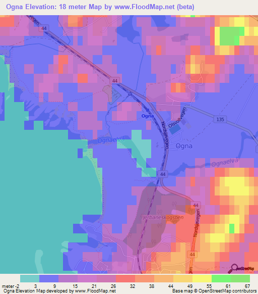 Ogna,Norway Elevation Map