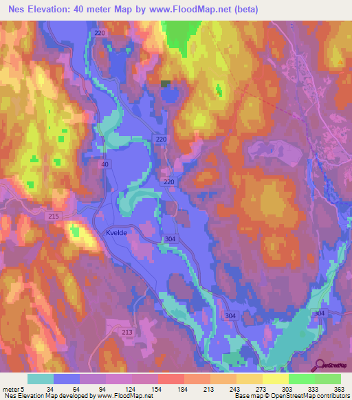 Nes,Norway Elevation Map