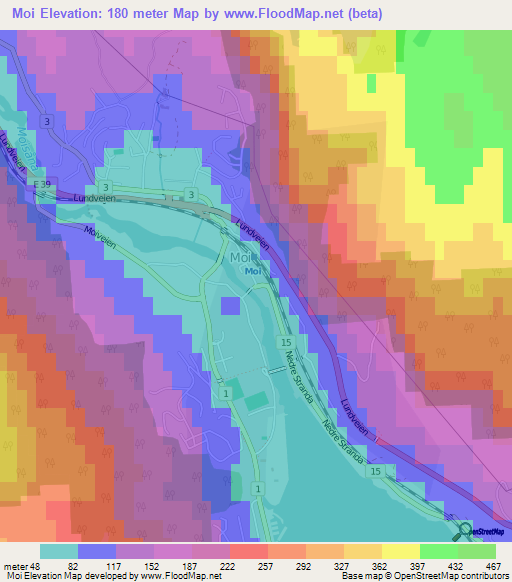 Moi,Norway Elevation Map