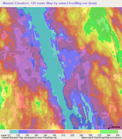 Mastad,Norway Elevation Map