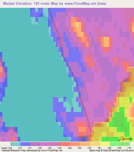 Mastad,Norway Elevation Map