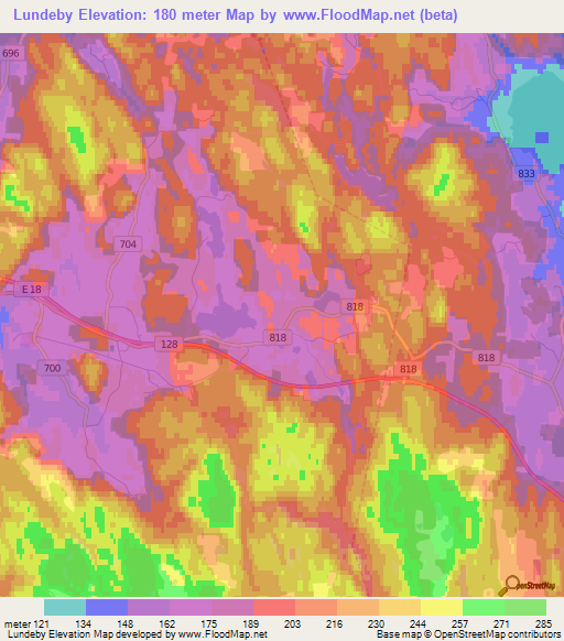 Lundeby,Norway Elevation Map