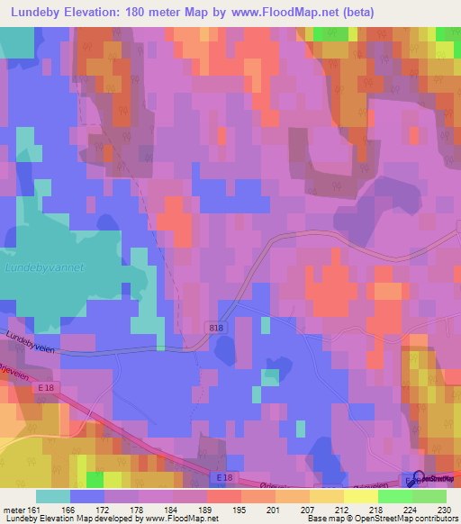 Lundeby,Norway Elevation Map