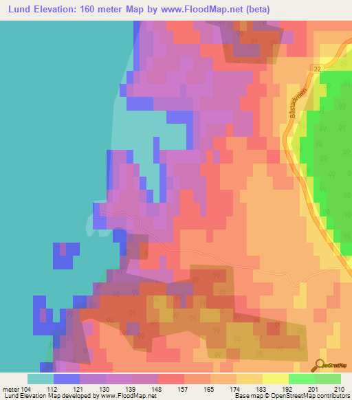 Lund,Norway Elevation Map