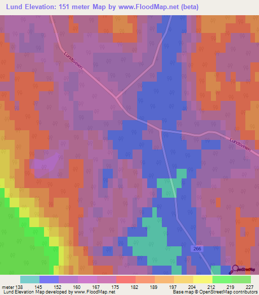 Lund,Norway Elevation Map