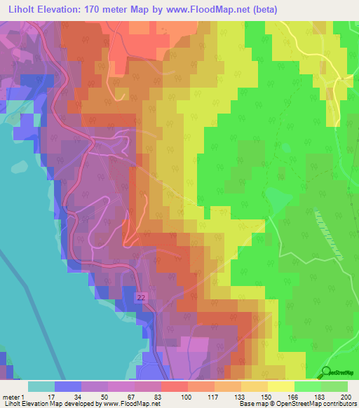 Liholt,Norway Elevation Map