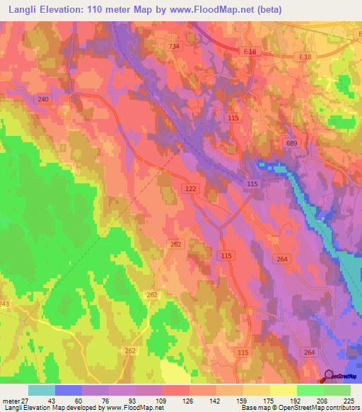 Langli,Norway Elevation Map