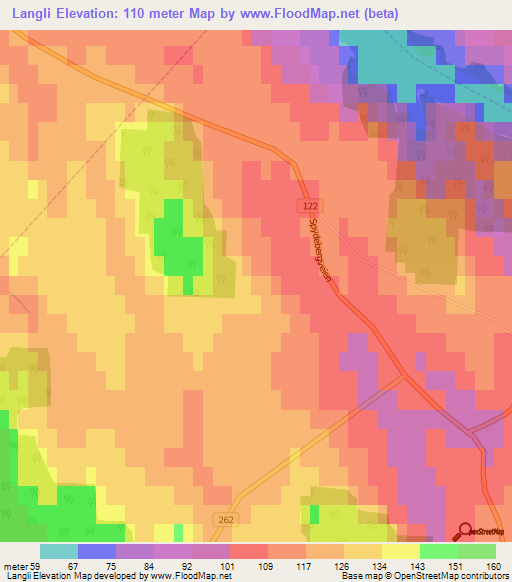 Langli,Norway Elevation Map