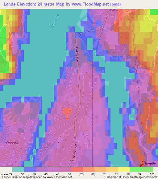 Lande,Norway Elevation Map