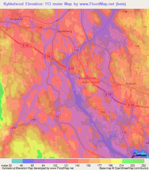 Kykkelsrud,Norway Elevation Map