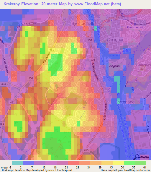 Krakeroy,Norway Elevation Map