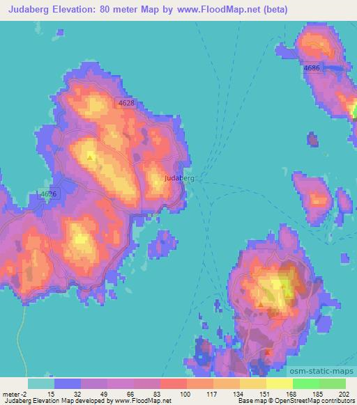 Judaberg,Norway Elevation Map