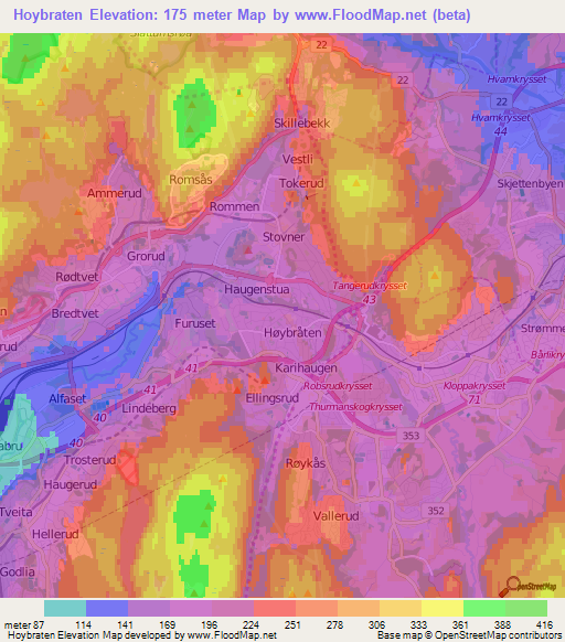 Hoybraten,Norway Elevation Map