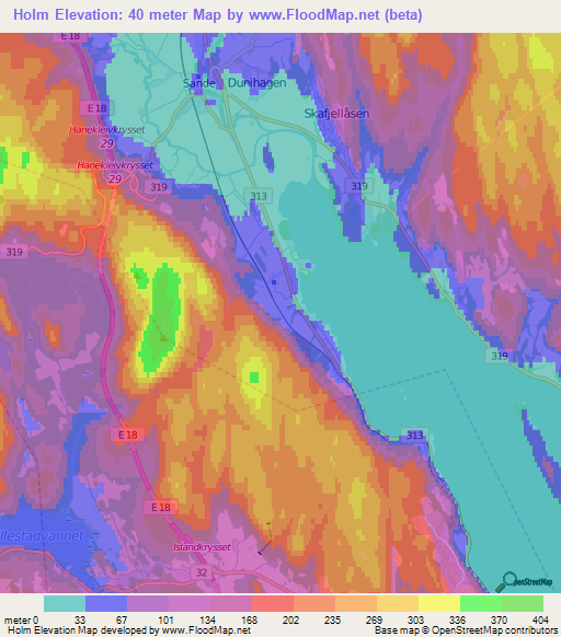 Holm,Norway Elevation Map