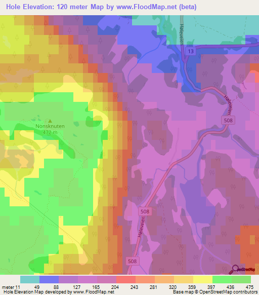 Elevation Of Hole,norway Elevation Map, Topography, Contour