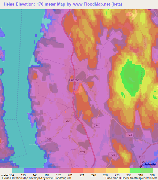 Heias,Norway Elevation Map