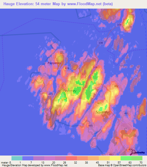 Hauge,Norway Elevation Map