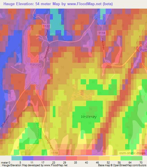 Hauge,Norway Elevation Map