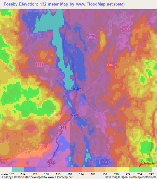 Fossby,Norway Elevation Map