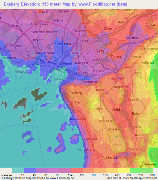 Ekeberg,Norway Elevation Map