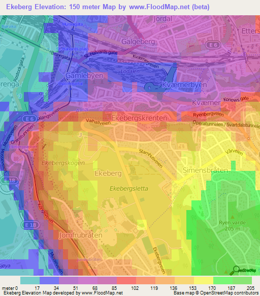 Ekeberg,Norway Elevation Map