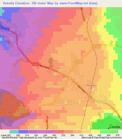 Vetralla,Italy Elevation Map