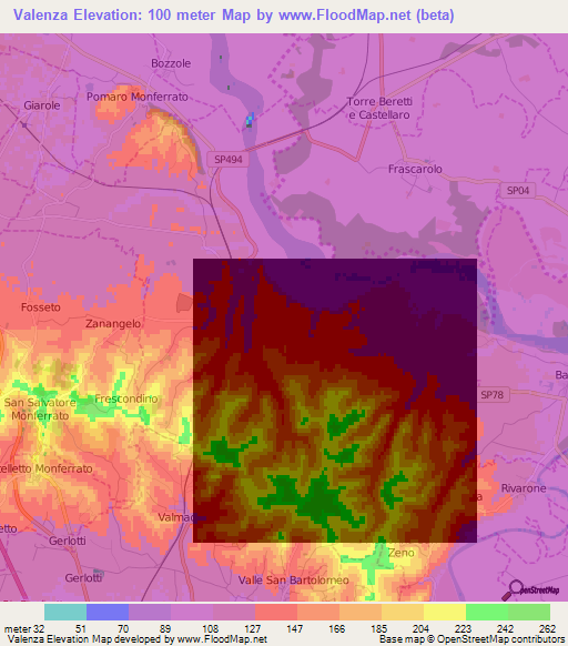 Valenza,Italy Elevation Map