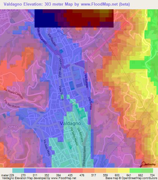 Valdagno,Italy Elevation Map