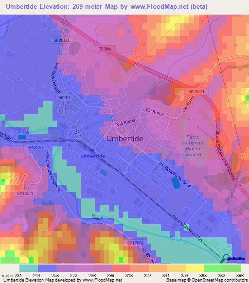 Umbertide,Italy Elevation Map