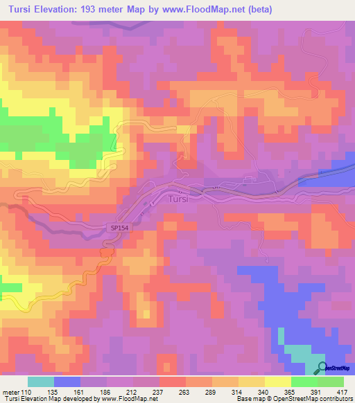 Tursi,Italy Elevation Map