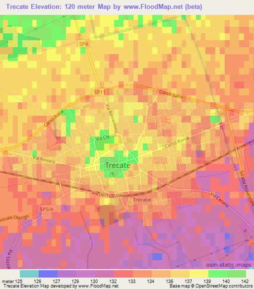 Trecate,Italy Elevation Map