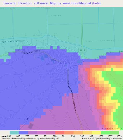 Trasacco,Italy Elevation Map