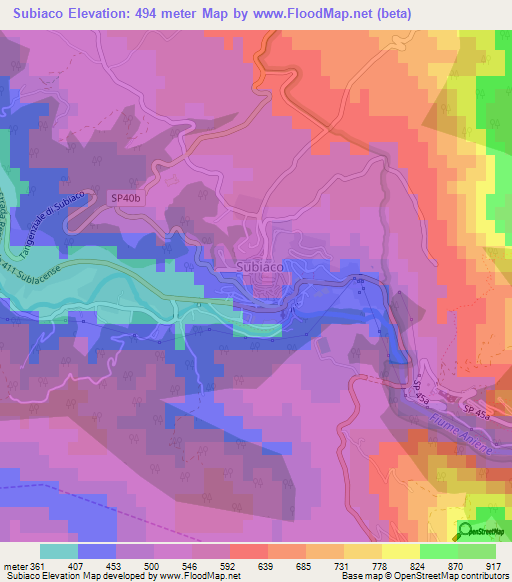 Subiaco,Italy Elevation Map