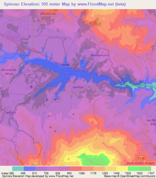 Spinoso,Italy Elevation Map