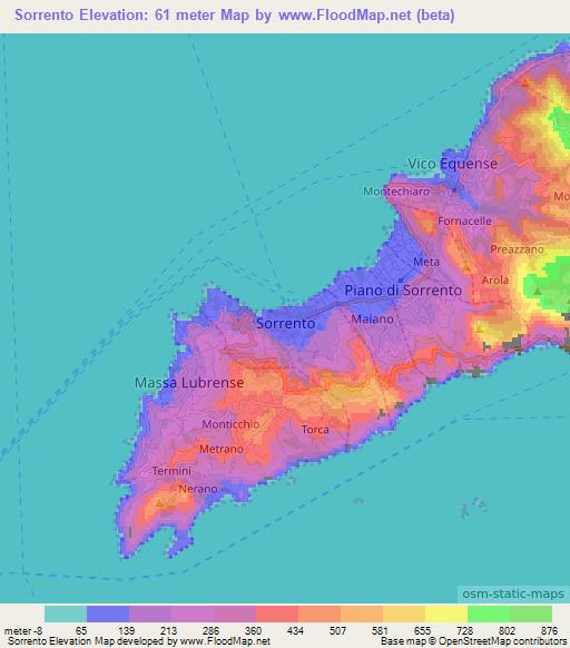 Sorrento,Italy Elevation Map