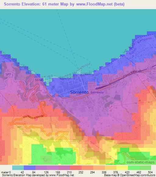 Sorrento,Italy Elevation Map