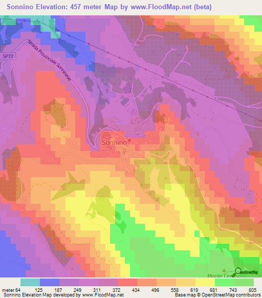 Sonnino,Italy Elevation Map