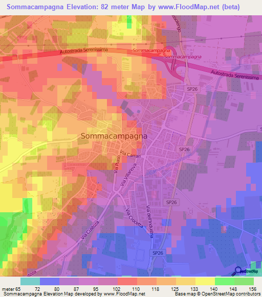 Sommacampagna,Italy Elevation Map