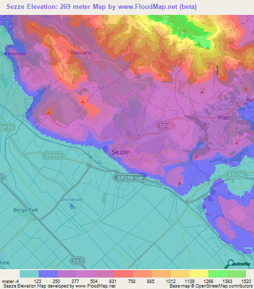 Sezze,Italy Elevation Map