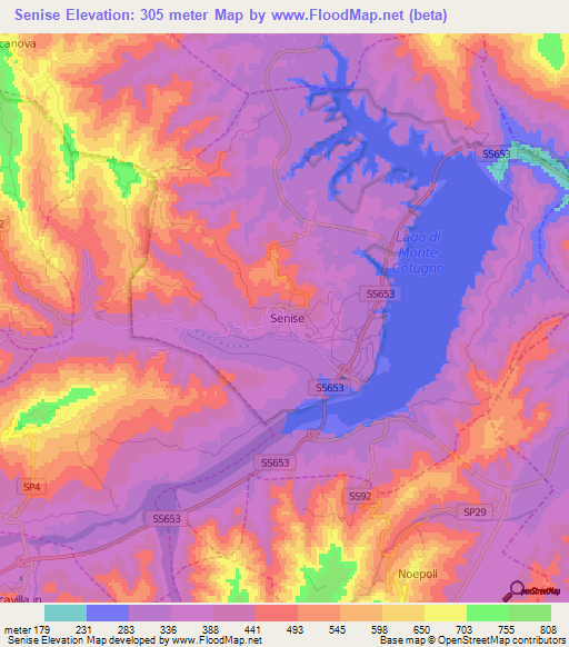 Senise,Italy Elevation Map