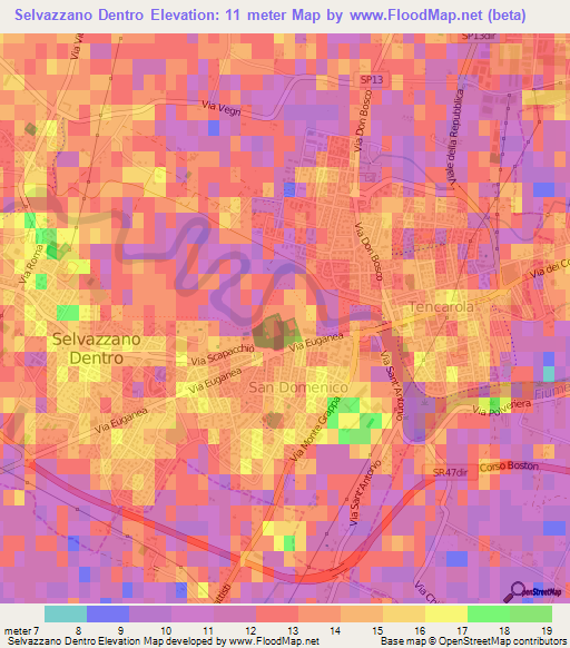 Selvazzano Dentro,Italy Elevation Map
