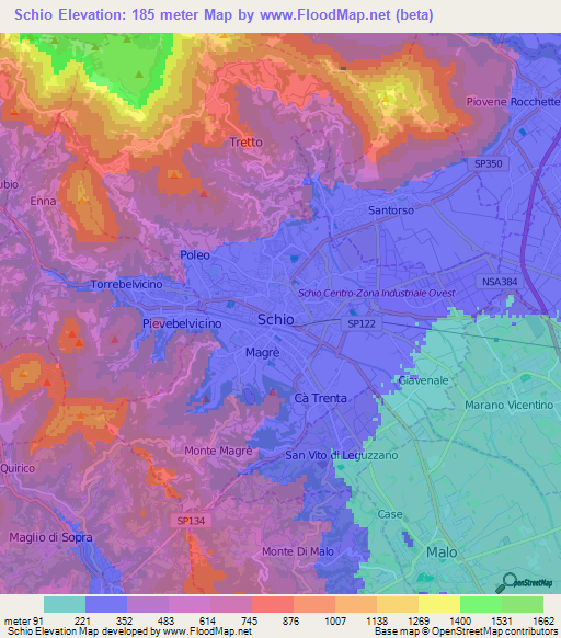 Schio,Italy Elevation Map