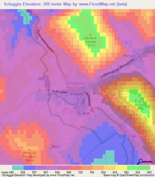 Scheggia,Italy Elevation Map