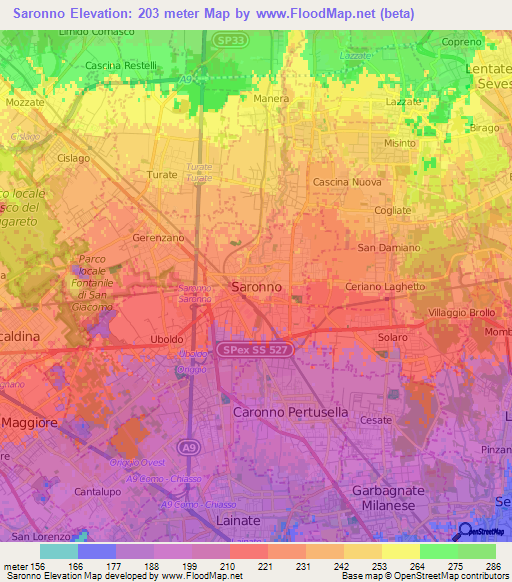 Saronno,Italy Elevation Map