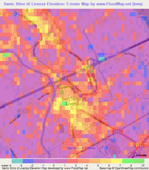 Santo Stino di Livenza,Italy Elevation Map